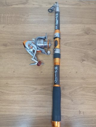 Caña de pesca telescópica 3m y carrete