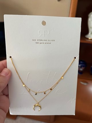 Cadena Plata 925 RP Baño Oro 18K Luna