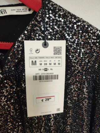 Camisa fiesta lentejuelas Zara Talla M