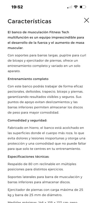 Banco musculación reclinable Fitness Tech