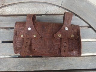 Bolsa de sillín de cuero vintage