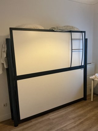 Litera plegable metálica blanca y azul