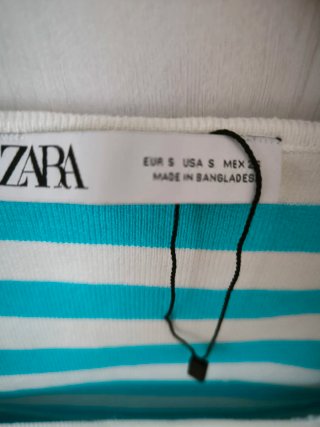 Top Zara Rayas Azul y Blanco Nuevo