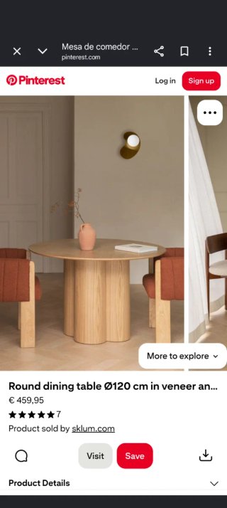 Mesa comedor redonda Athena madera