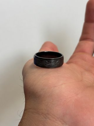 Anillo negro giratorio acero inoxidable