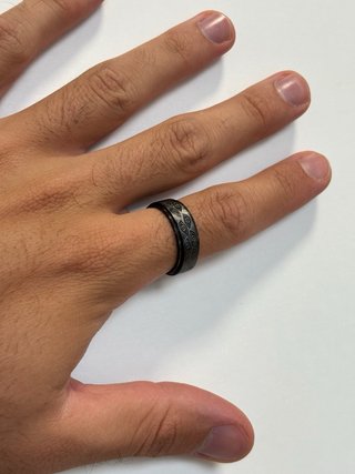 Anillo negro giratorio acero inoxidable