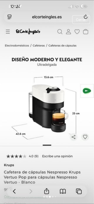 Cafetera Nespresso Cápsulas Nueva
