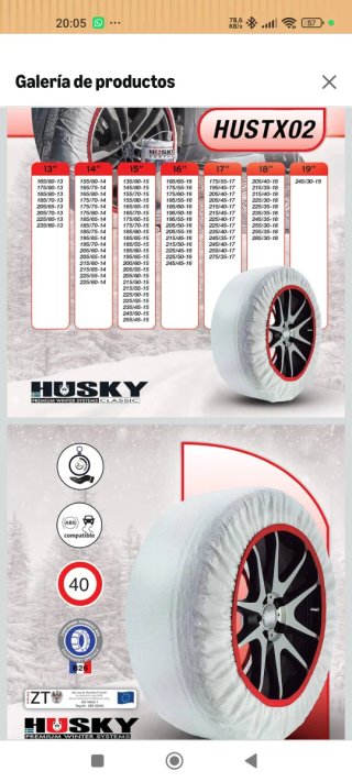 Cadenas textiles para nieve (40 km/h)