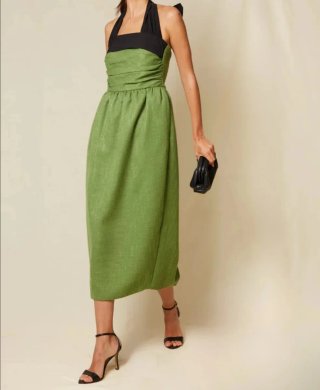 Vestido fiesta verde y negro Talla XS