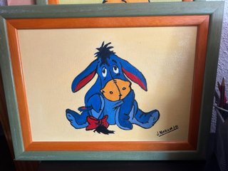Cuadro Eeyore Óleo Lienzo Marco Madera