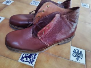 Botines Velleto Cuero Marrón/Rojo Talla 45/46