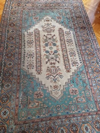 Alfombra Persa Beige y Turquesa