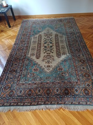 Alfombra Persa Beige y Turquesa