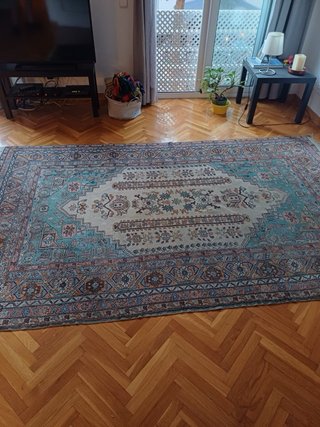 Alfombra Persa Beige y Turquesa