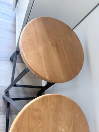 Juego de 2 Taburetes Altos Madera y Metal