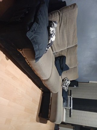 Sofá modular L beige y negro
