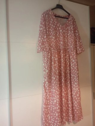 Vestido rosa topos blanco talla XL