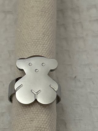 Anillo Oso Acero Plateado Ajustable