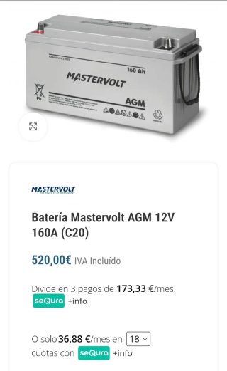 Batería Mastervolt 160 Ah AGM