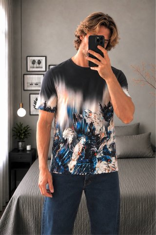 Camiseta Zara Hombre Alas Degradadas Talla L