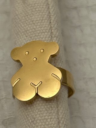 Anillo Oso Dorado Acero Ajustable