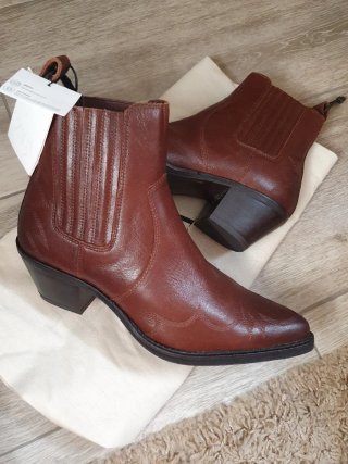 Botines Zara Marrones Piel Talla 37