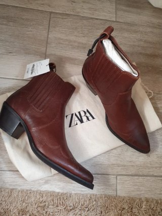 Botines Zara Marrones Piel Talla 37