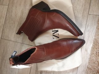 Botines Zara Marrones Piel Talla 37