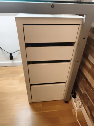 Mesa escritorio cristal y cajonera