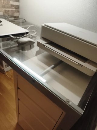 Mesa escritorio cristal y cajonera