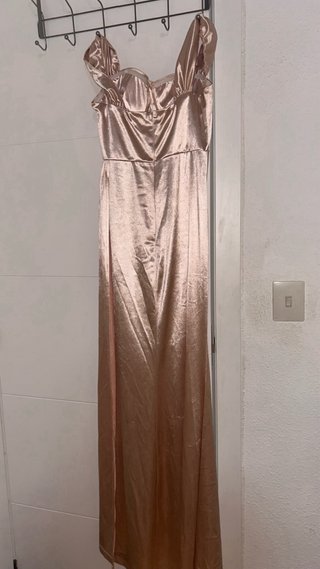 Vestido champán con abertura pierna Talla L