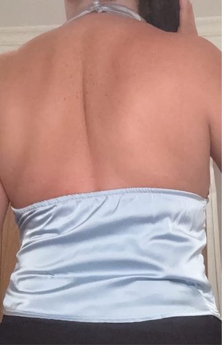 Blusa Halter Azul Satinada
