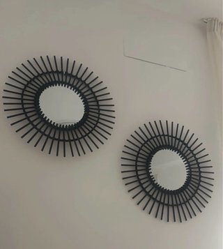Juego de 2 espejos redondos negros