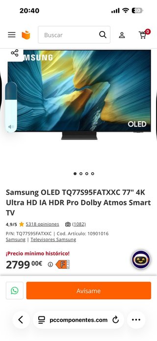 TV OLED 195cm (77') Samsung TQ77S95FATXXC 4K Visio