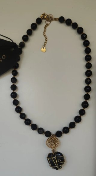 Parure collana e orecchini ossidiana nera
