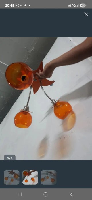 Lámpara de techo 3 focos naranja