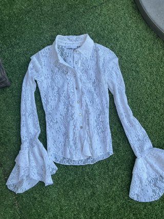 Camisa encaje mujer manga acampanada