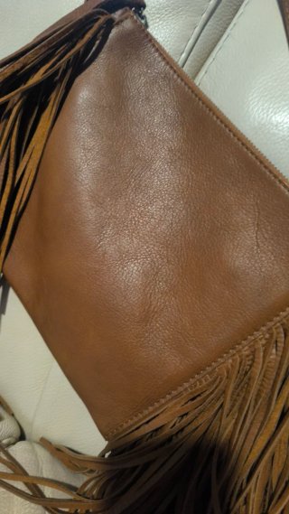 Bolso Clutch Piel Flecos Marrón