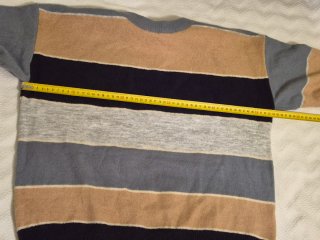 Jersey Tiramisu rayas gris, beige y azul - TU