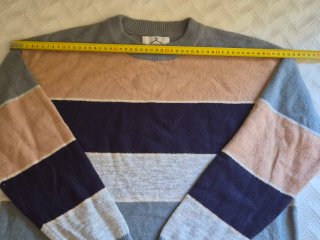 Jersey Tiramisu rayas gris, beige y azul - TU