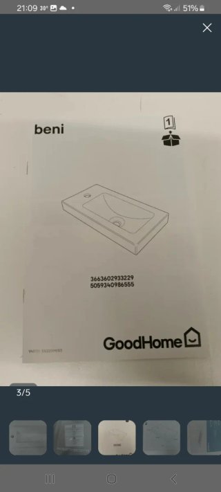 Lavabo GoodHome Beni 44 cm suspendido