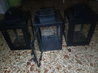 Faroles decorativos negros (Set de 3)