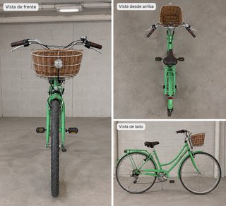Bici de paseo/ciudad verde con cesta