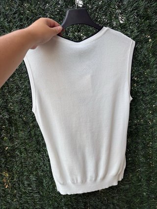 Chaleco punto fino blanco talla única