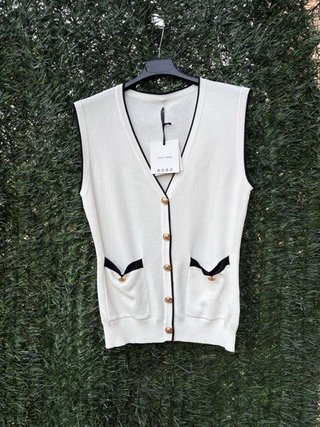 Chaleco punto fino blanco talla única