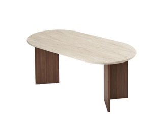 Mesa Comedor Ovalada Piedra y Madera