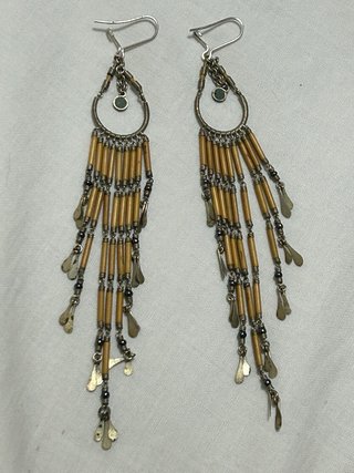 Pendientes bambú artesanos beige y negro