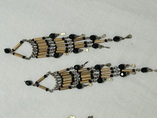 Pendientes bambú artesanos beige y negro