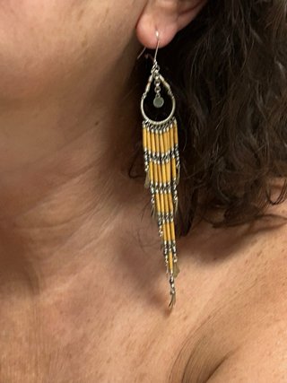 Pendientes bambú artesanos beige y negro