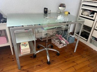 Mesa escritorio cristal y metal